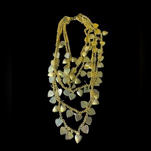 Vintage multi strand gold heart necklace